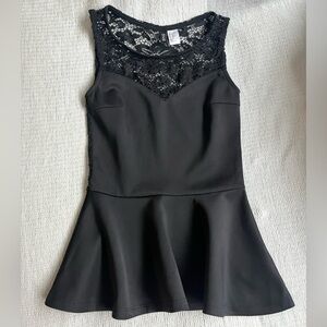 H&M Black Lace Peplum Top